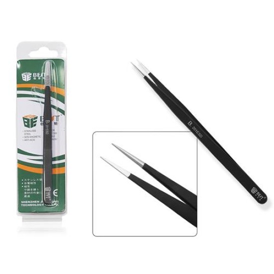 BEST TWEEZERS BT-201ESD PROFESSIONAL TOOL HIGH QUALITY STAINLESS BLACK ORIGINAL