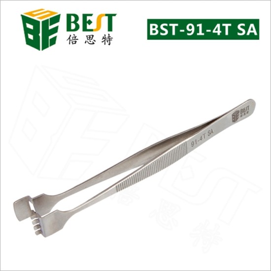 BEST TWEEZERS BST-91-4T PROFESSIONAL TOOL (PLUCKER) HIGH QUALITY STAINLESS STEEL	