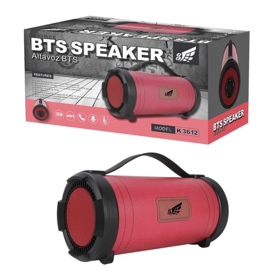 SPEAKER BTS K3612 BLUETOOTH/FM/AUDIO/USB RED