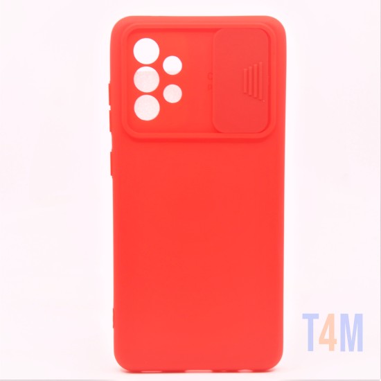 CAPA DE SILICONE COM PROTEÇÃO DE CÂMERA PARA SAMSUNG GALAXY A52 VERMELHO