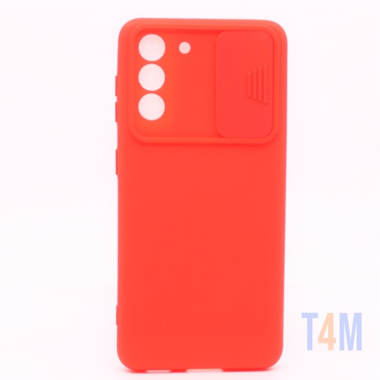 CAPA DE SILICONE COM PROTEÇÃO DE CÂMERA PARA SAMSUNG GALAXY S21 PLUS VERMELHO