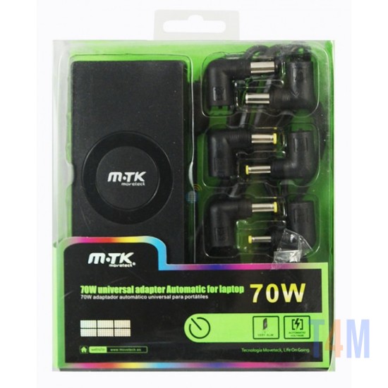 MTK 70W UNIVERSAL NOTEBOOK 8TIPS K3205 (02029072) CHARGER COMPATIVEL BLACK