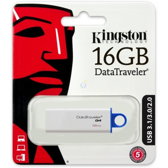 PENDRIVE KINGSTON 16GB USB FLASH 3.1 / 3.0 / 2.0 G4 - DTIG4/16GB