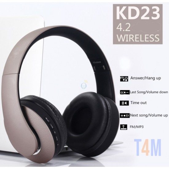 AURICULAR SEM FIO STEREO BLUETOOTH KD23 DOURADO