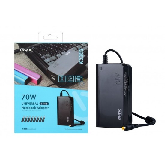 CARREGADOR MTK 70W UNIVERSAL NOTEBOOK 8 TIPS K3202 