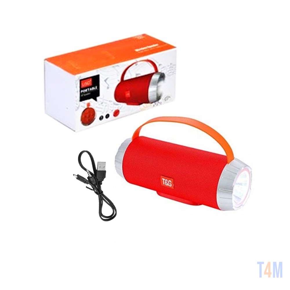 Coluna Bluetooth Portátil T&G TG-602 TF/USB/FM/Handsfree/AUX/Lanterna  Vermelho