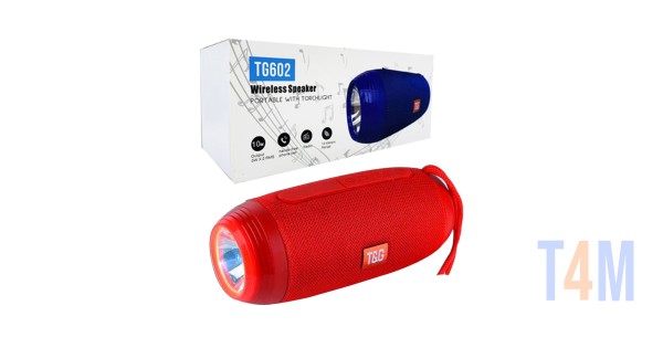 Coluna Bluetooth Portátil T&G TG-602 TF/USB/FM/Handsfree/AUX/Lanterna  Vermelho