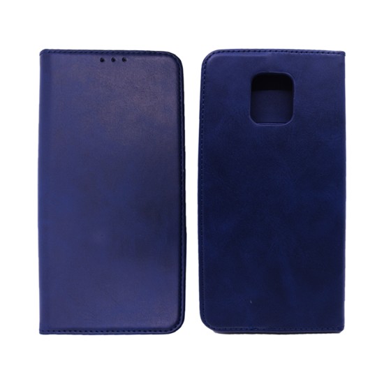 Capa de Couro com Bolso Interno para Xiaomi Redmi Note 9 Pro Azul