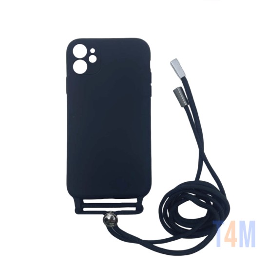 Capa de Silicone com Cordão para Apple iPhone 11 Preto