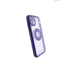 Capa de Silicone Suave com Design de Diamante para Apple iPhone 12 Roxo Capa de Silicone Suave com Design de Diamante para Apple iPhone 12 Roxo