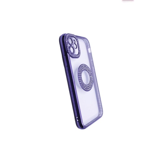 Soft Silicone Case with Diamond Design for Apple iPhone 12 Purple