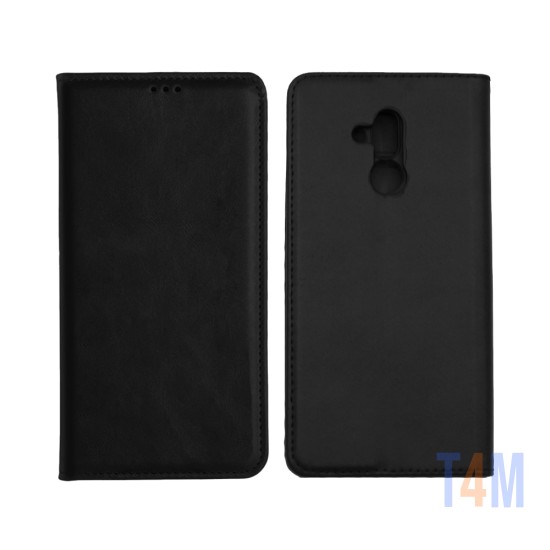 Funda Abatible de Cuero con Bolsillo Interno para Huawei Mate 20 Lite Negro