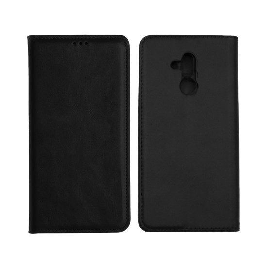 Leather Flip Cover with Internal Pocket For Huawei Mate 20 Lite Black