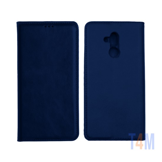 Funda Abatible de Cuero con Bolsillo Interno para Huawei Mate 20 Lite Azul