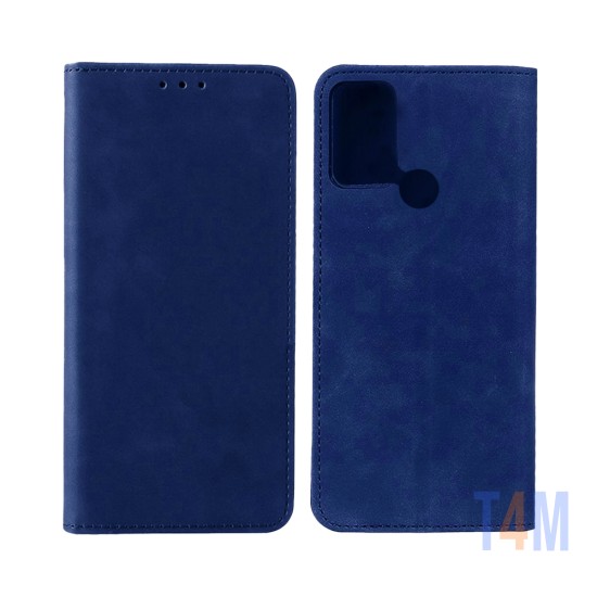 Leather Flip Cover with Internal Pocket For Oppo A53/A53s Blue