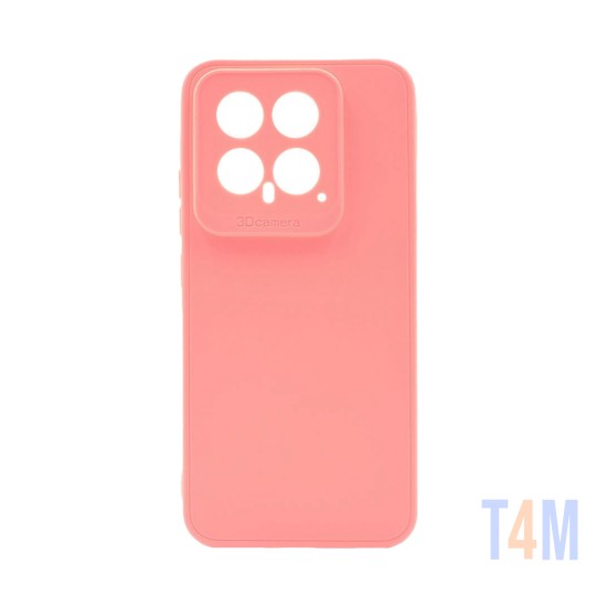 Capa de Silicone Macio com Moldura de Câmera para Xiaomi 14 Rosa