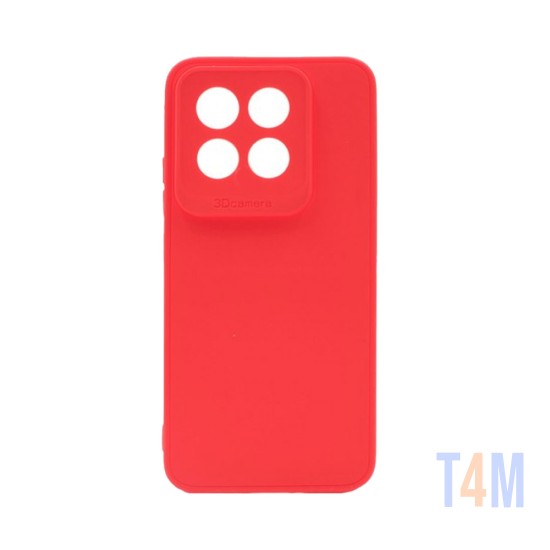 Capa de Silicone Macio com Moldura de Câmera para Xiaomi 14 Pro Vermelho
