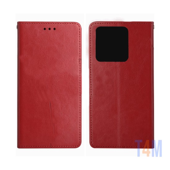 Leather Flip Cover with Internal Pocket For Xiaomi Redmi Note 13 4G Red