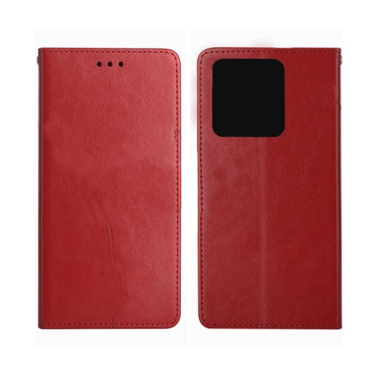 Leather Flip Cover with Internal Pocket For Xiaomi Redmi Note 13 4G Red