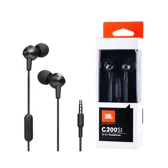 Auscultadores JBL C200SI com Microfone 3.5mm 1,2m Preto Auscultadores JBL C200SI com Microfone 3.5mm 1,2m Preto