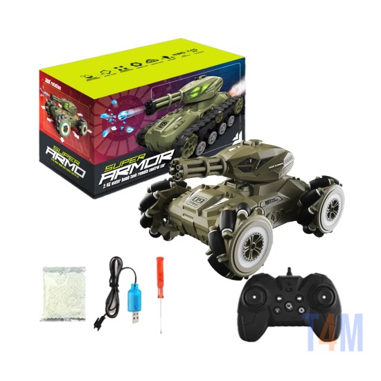 Tanque de Batalha com Bomba de água JJRC Q126 com controle remoto e efeitos sonoros verde