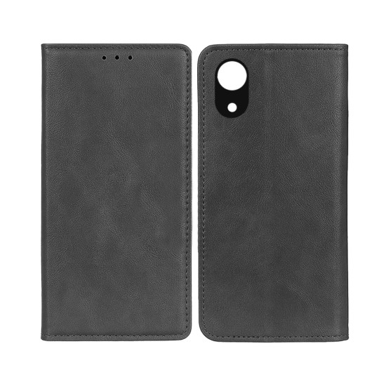 LEATHER FLIP COVER WITH INTERNAL POCKET FOR SAMSUNG GALAXY A03 CORE BLACK