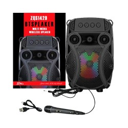 Coluna Sem Fio Portátil Sing-e ZQS1429 com Microfone Preto Coluna Sem Fio Portátil Sing-e ZQS1429 com Microfone Preto