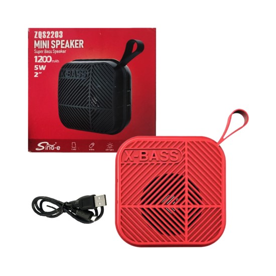 Coluna Sem Fio Mini Portátil Sing-e zqs2203 Vermelho