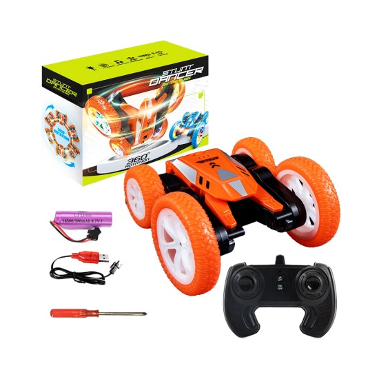 Carro de acrobacias dançarino com rotação de 360º JJRC Q136 com controle remoto e unidade dupla face Laranja