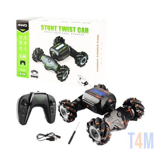 Carro Torcido de Acrobacia JJRC JC01 com Controle Remoto Duplo e Recurso de Detecção de Gestos Laranja