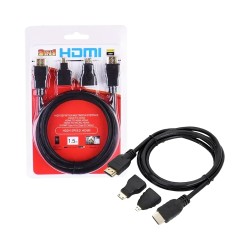 Universal 3 in 1 HDMI Cable with Micro and Mini HDMI connector 1.5m Black Universal 3 in 1 HDMI Cable with Micro and Mini HDMI connector 1.5m Black