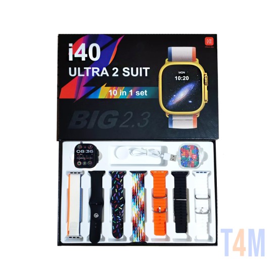 Smartwatch i40 Ultra 2 Suit con 7 Correas 2,3" (Versión de llamada) Negro