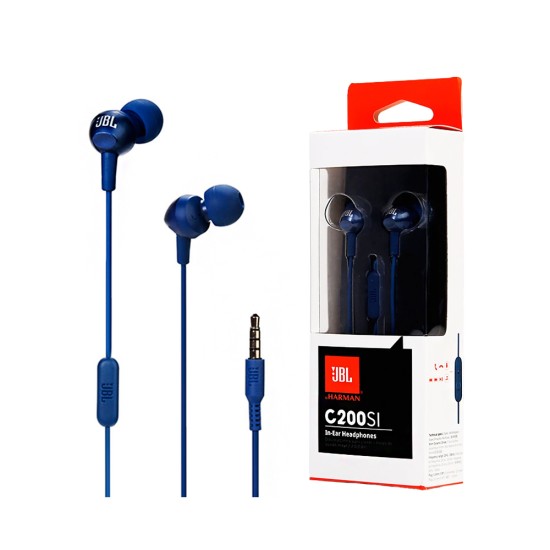 Auscultadores JBL C200SI com Microfone 3.5mm 1,2m Azul Auscultadores JBL C200SI com Microfone 3.5mm 1,2m Azul