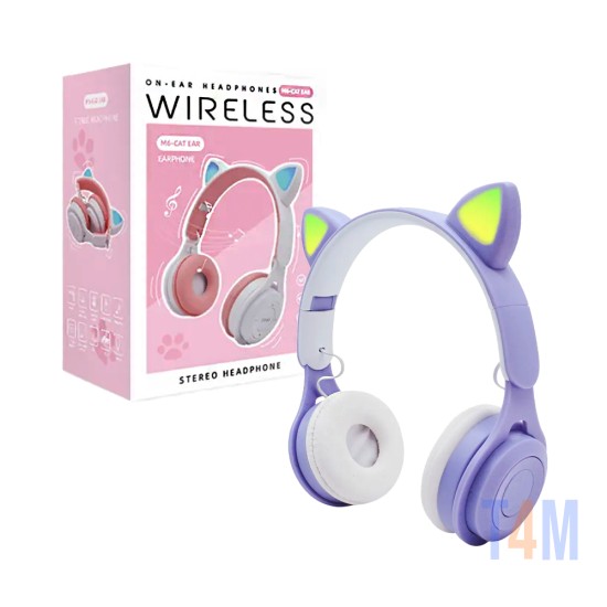 Auriculares Inalámbricos M6 Cat Ear Púrpura