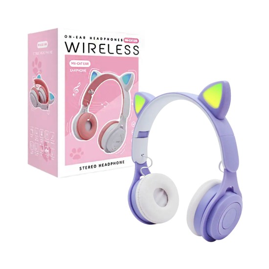 Wireless Headphones M6 Cat Ear Purple