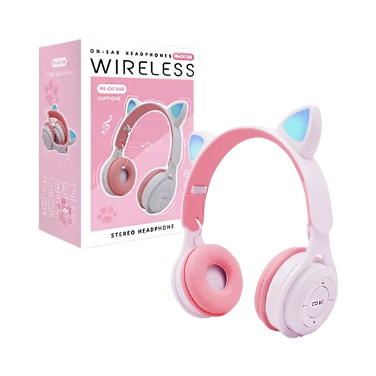 Wireless Headphones M6 Cat Ear White