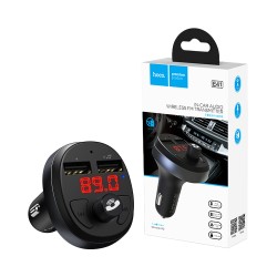 Transmissor FM Sem Fio Hoco E41 com Porta Dupla USB Preto Transmissor FM Sem Fio Hoco E41 com Porta Dupla USB Preto