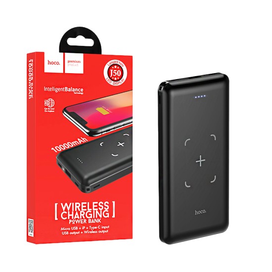 Power Bank Hoco J50 Surf com USB+Carregamento sem fios 10000mAh Preto