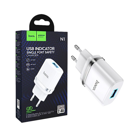 Hoco Adapter N1 Ardent USB 2.4A White