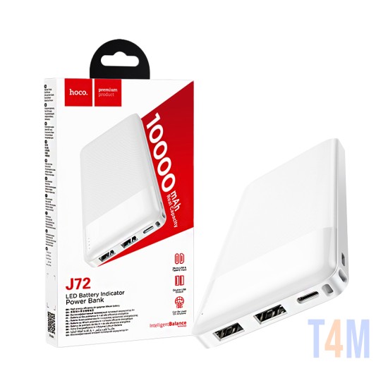 Power Bank Hoco J72 Easy Travel com 2 Puertos Outputs USB 10000mAh Branco