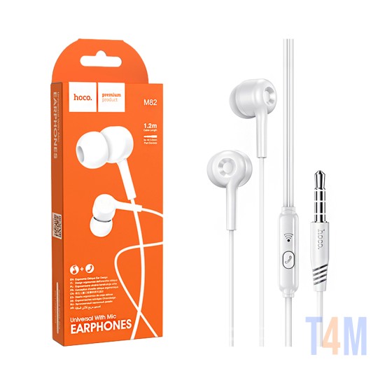 Hoco Universal Wired Earphones M82 La Musique with Microphone 3.5mm 1.2m White