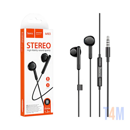 Hoco Universal Wired Earphones M93 with Microphone 3.5mm 1.2m Black