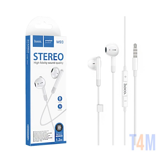 Hoco Universal Wired Earphones M93 with Microphone 3.5mm 1.2m White