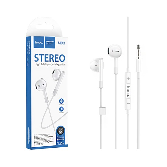 Hoco Universal Wired Earphones M93 with Microphone 3.5mm 1.2m White