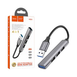 Hoco Adapter HB26 USB to 4USB Metal Gray Hoco Adapter HB26 USB to 4USB Metal Gray