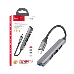 Hoco Adapter HB26 Type-C to 4USB Metal Gray Hoco Adapter HB26 Type-C to 4USB Metal Gray