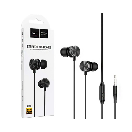 Hoco Universal Wired Earphones M96 Platinum with Microphone 3.5mm 1.2m Deep Black