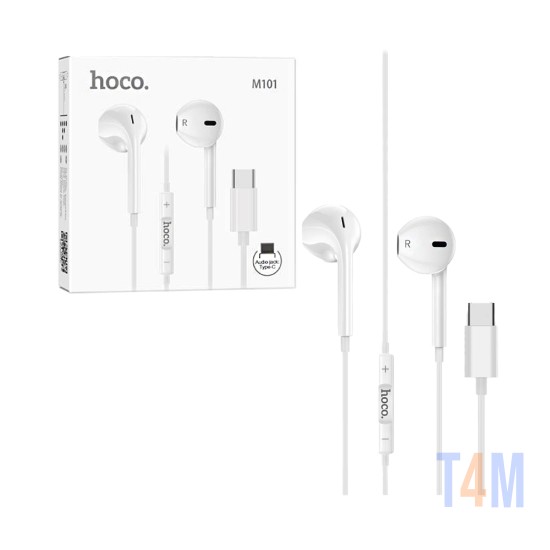 Hoco Digital Wired Earphones M101 Crystal Joy with Mic Type-C 1.2m White