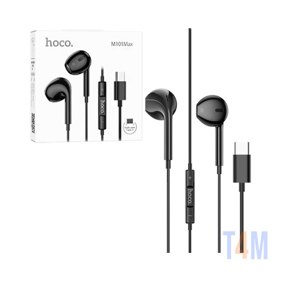 Auriculares Hoco M101 Max Crystal Grace con Cable y Micrófono Tipo C 1,2m Negro