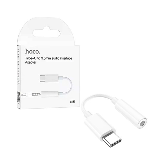 Cabo Adaptador de Áudio Hoco LS35 Tipo-C to 3,5mm Branco